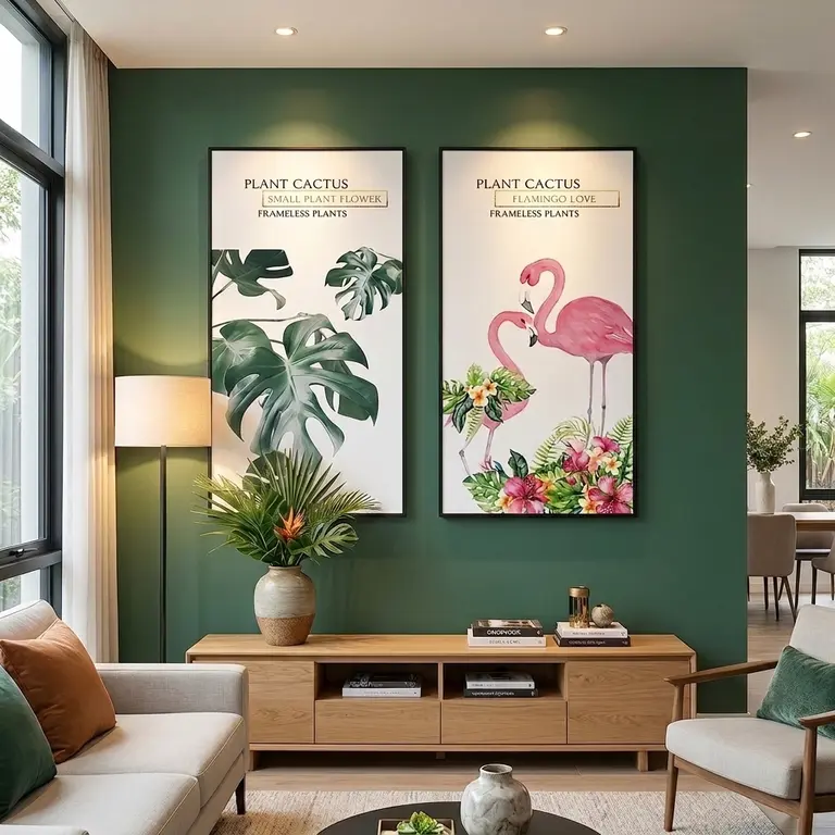 Bộ tranh hoa lá trừu tượng (đa chất liệu)