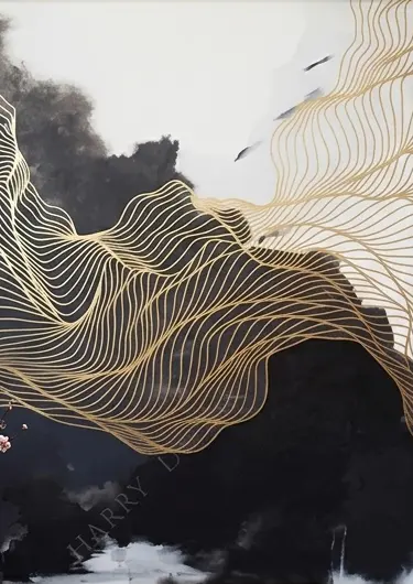 Gold Lines on Ink