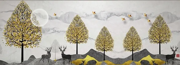 Golden Trees and Deer