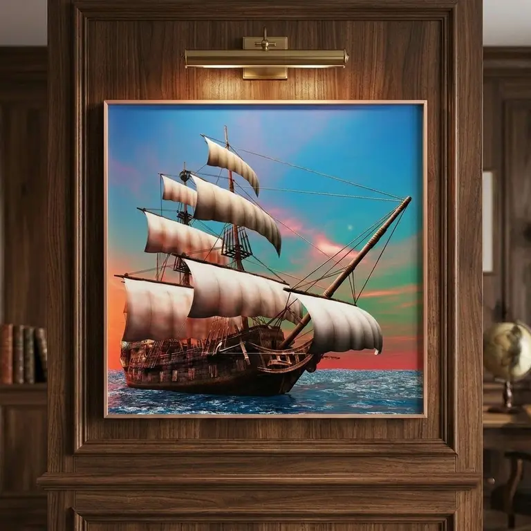 Auspicious Sailing Square Wall Art