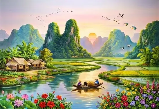 Rice Fields and Karst Hills