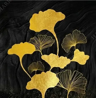 Gold Ginkgo on Black