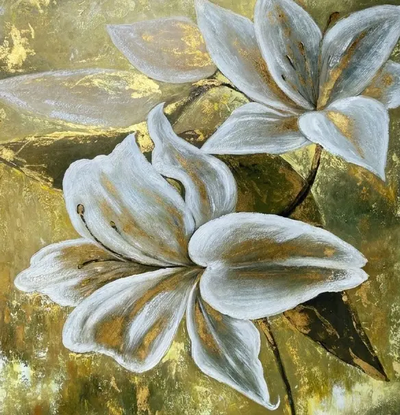 White Lilies on Gold