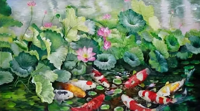 Cá chép giữa lá sen