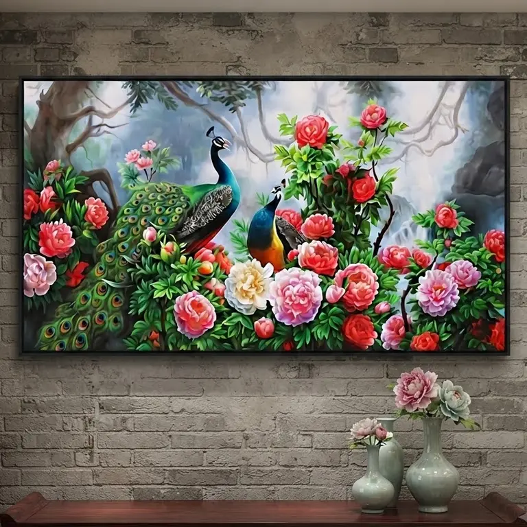 Peacocks in the Peony Garden Art