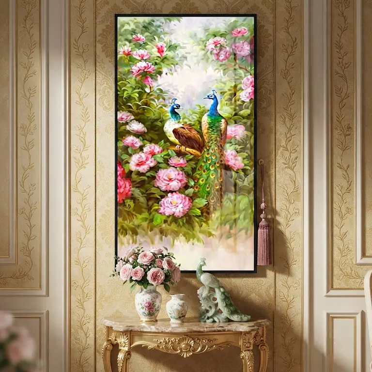 Peacocks in the Peony Garden Art